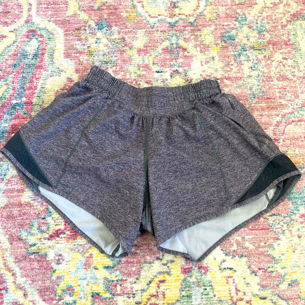 Lululemon heathered grey/black shorts size 2.  4”